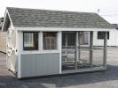 6x12 King Coop Style Chicken Coop with Grey Siding and White Trim